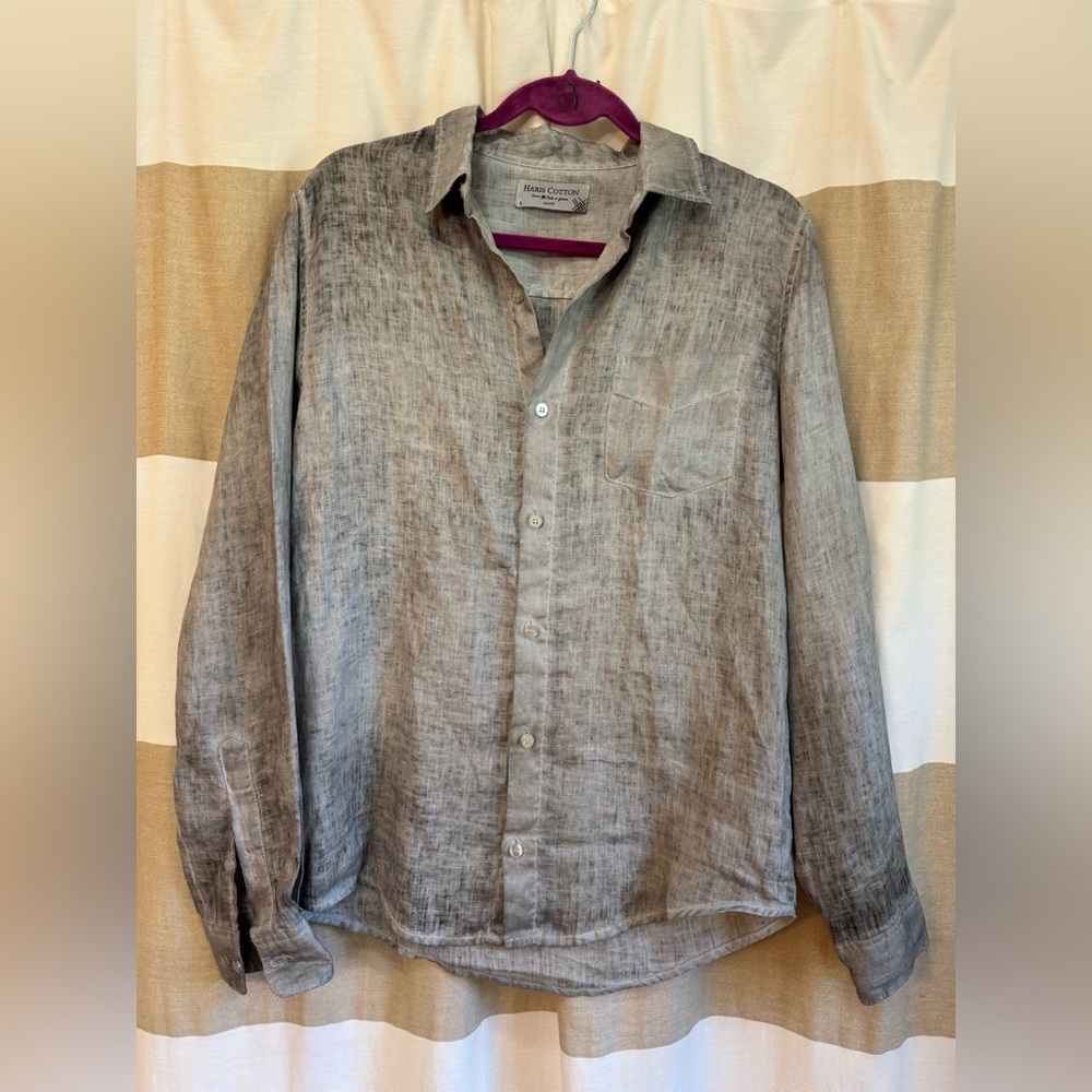 Men's Casual Gray Button Down Shirt